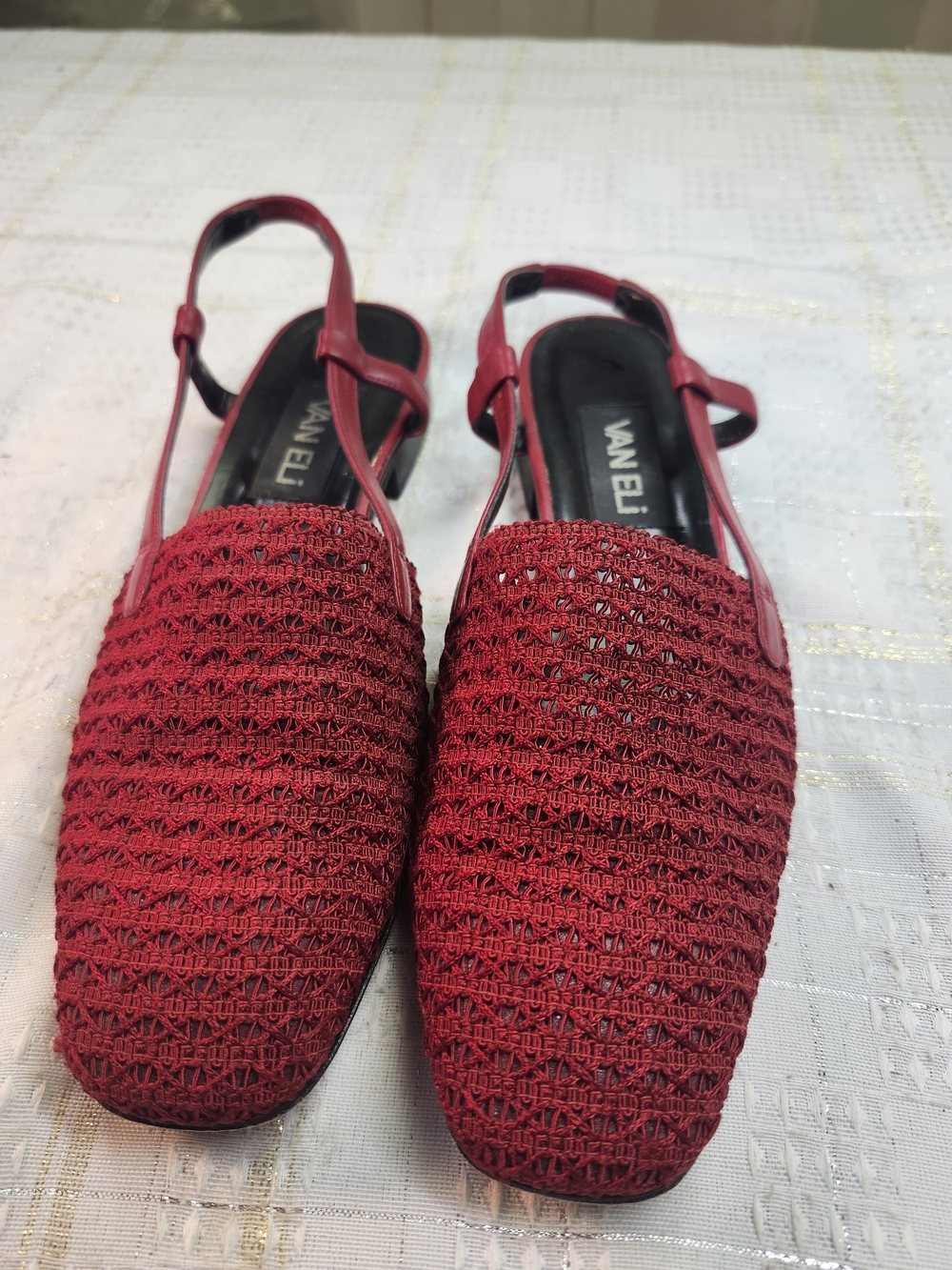 Vaneli Red Woven Slingback Flats